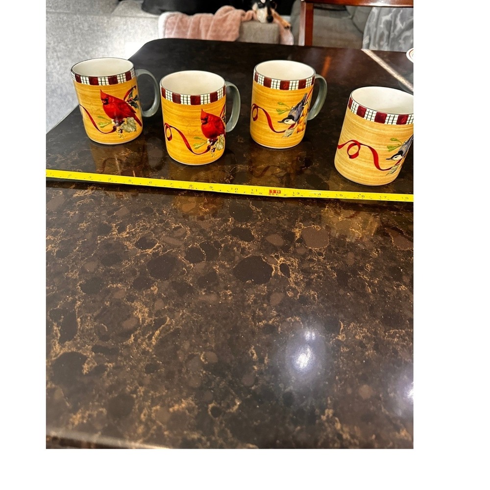 Lenox Winter Greeting Everyday Mugs Set/4 Nuthatch Catherine McClung VINTAGE '99